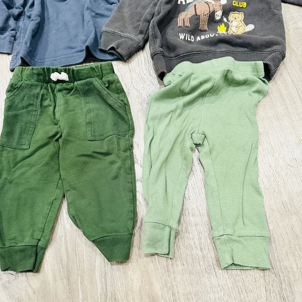 Carter's Okie Dokie Baby Boy 6 Piece Outfit Bundle‎ Plaid Hoodie Pants 9M